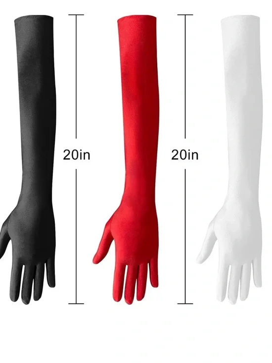Long white Opera Gloves for Women Satin Stretchy Elbow Length Party Gloves 🧤 - Picture 2 of 3